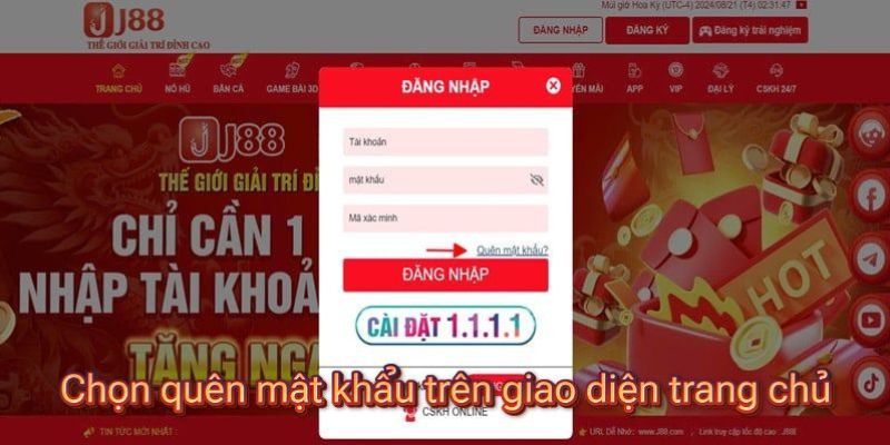 Hướng dẫn cách để thay đổi mật khẩu J88